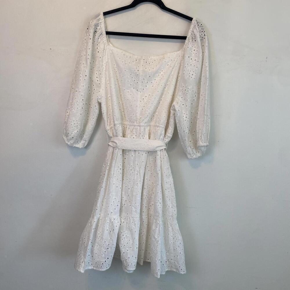 ELOQUII white eyelet long sleeve mini dress - Picture 5 of 6